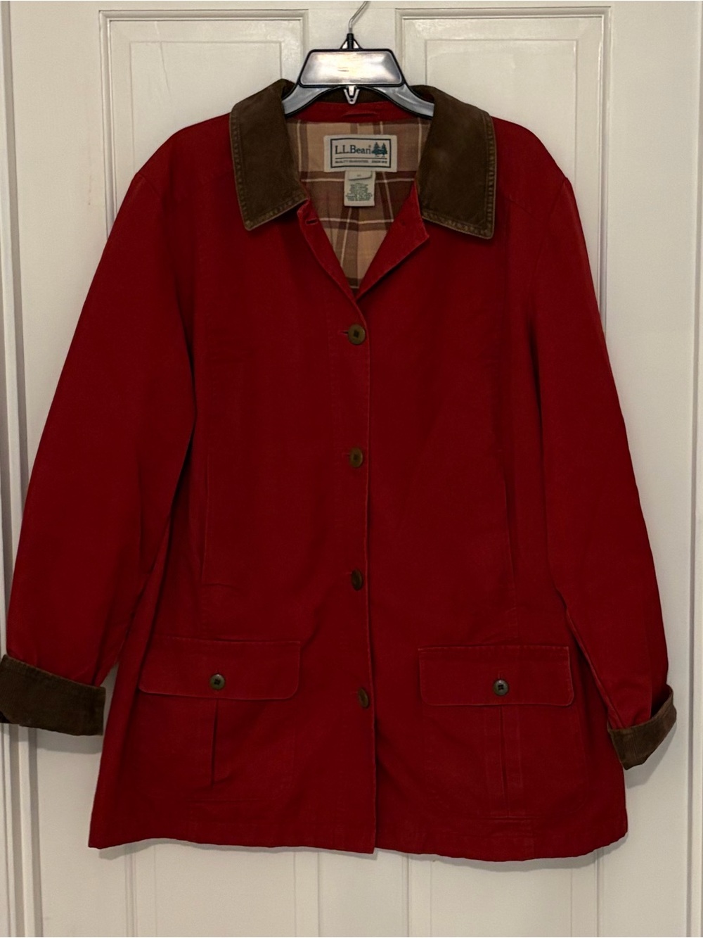 LL Bean XL Reg Adirondack Barn Chore Jacket Red w/ Flannel Lined Like New